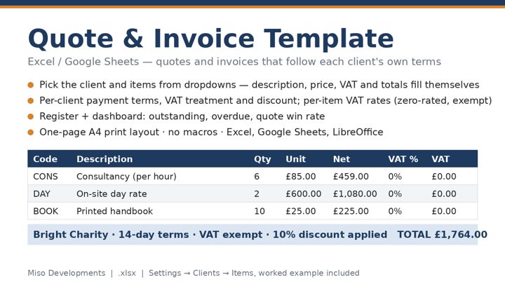 Quote & Invoice Excel template